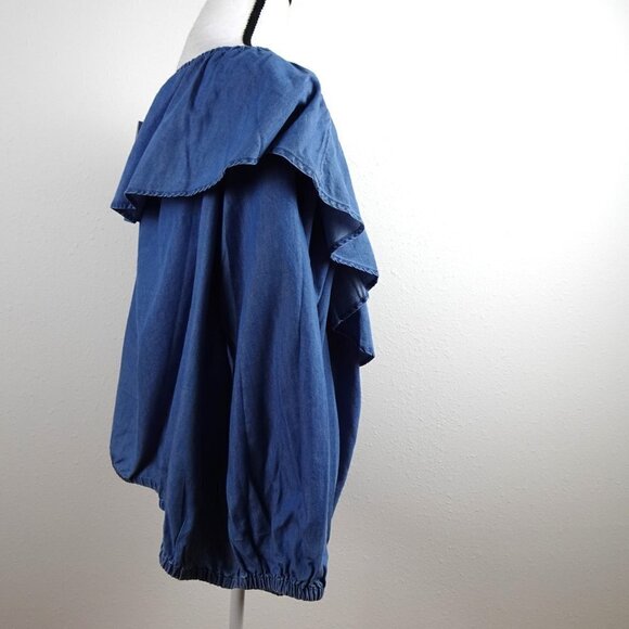 Michael Kors Off The Shoulder Top Women's Plus Size 3X Blue Ruffled - Picture 8 of 11